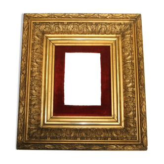 Frame XIX gilded stucco wood decoration acanthus leaves painting painting