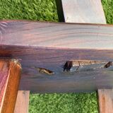 Pair of brutalist T-shaped chairs, solid Aranjou elm, design Olavi Hanninen, 1970