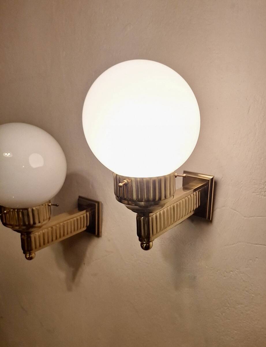Pair of Astoria brass wall lights by Josef Hoffmann, WOKA Vienna re-edition