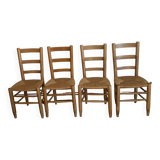 Ensemble de quatre chaises paillées