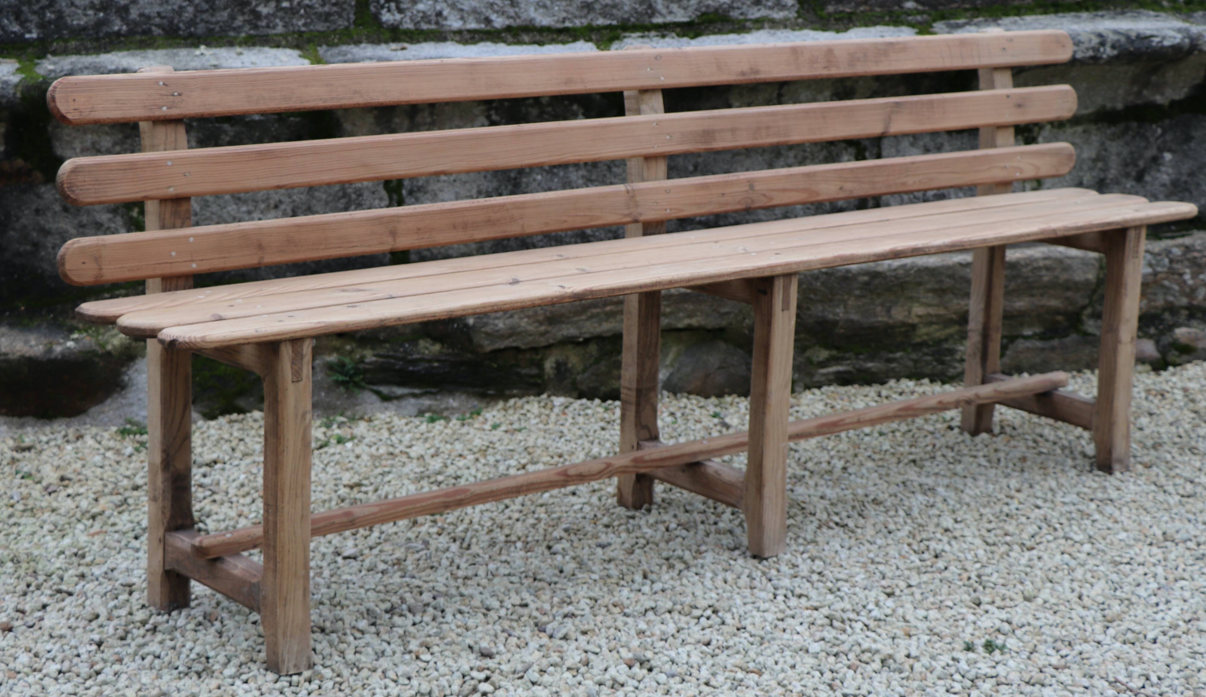 Large bench with solid wood backrest, 1930 Brittany