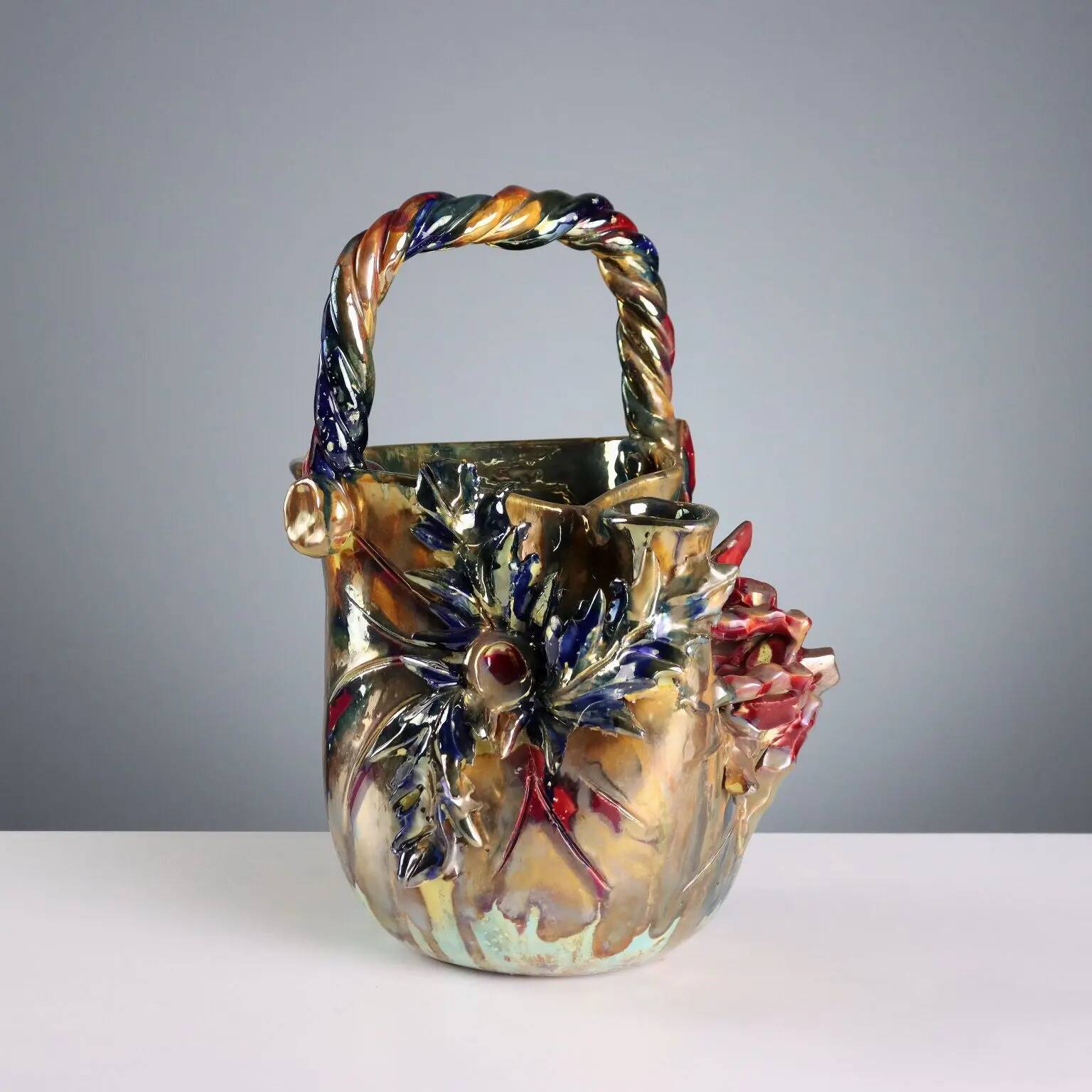 Antique ceramic vase by Giuseppe Mazzotti, Albisola, Italy, 1930s-1940s.