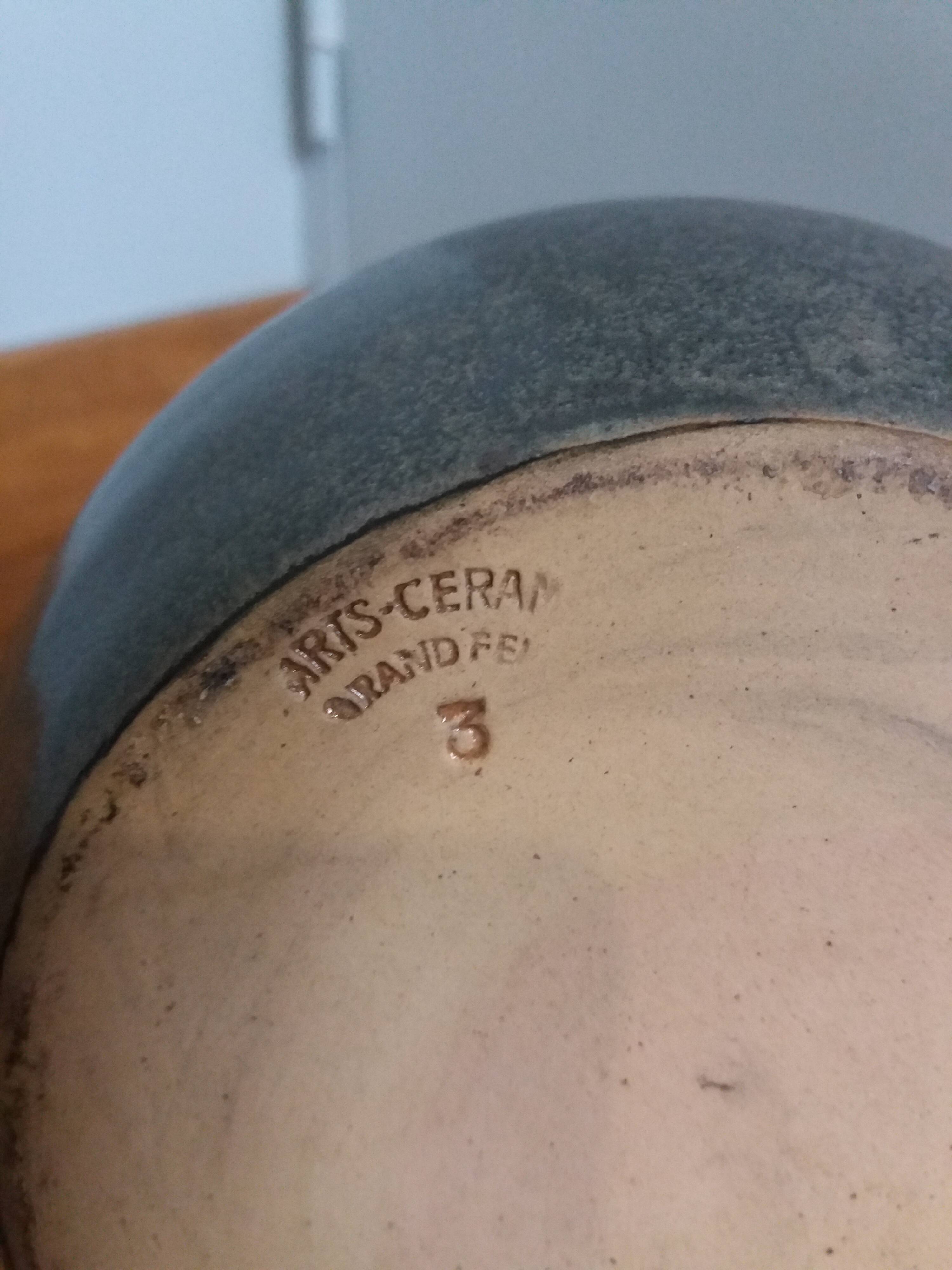 Pitcher michel and denise pointu arts céram sandstone from puisaye 50s 60s