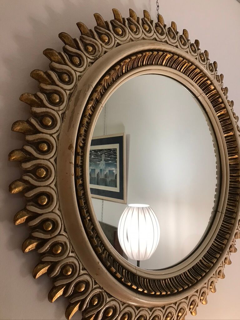Mirror sun wood 75cm circa 1960