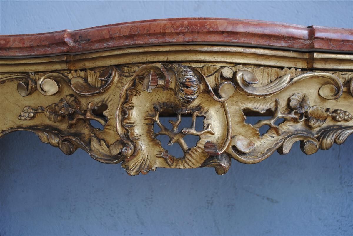 Console Louis XV gold on wooden marble