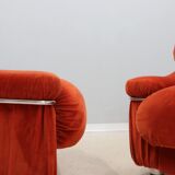 Vintage velvet armchairs Italy 1970s