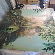Large oil painting on wood by Jy Doussot contemporary French painter