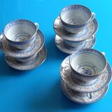 Matching cups & saucers - Chinese porcelain, translucent rice grains & Chinese gold edging