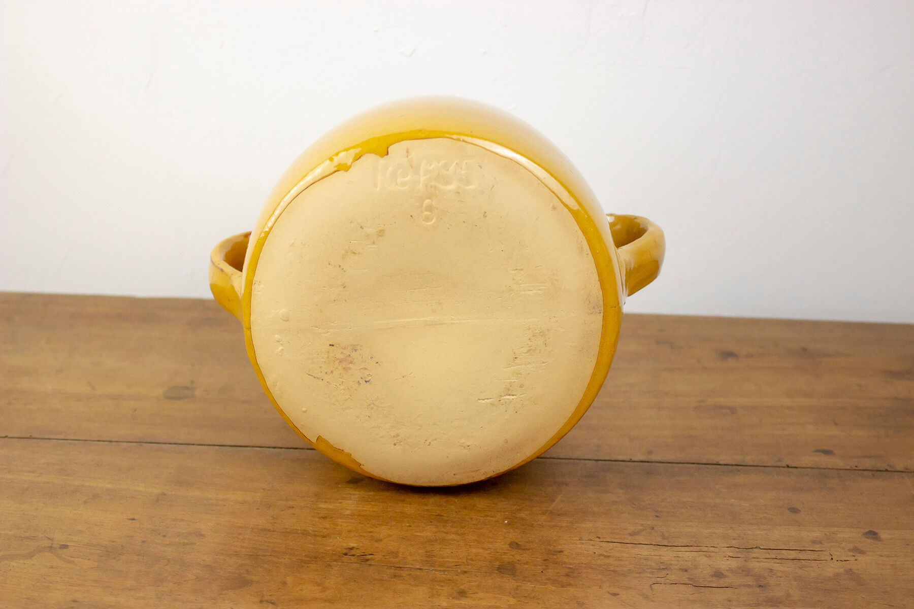 Yellow ochre pot with double handles