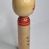 Traditional Japanese Kokeshi Doll Signed Hand Painted with Flower Decor, 31cm