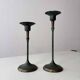 Set of two green bronze Italian candlesticks from the 1980s.