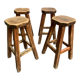 Set of 4 old vintage brutalist fir bar stools