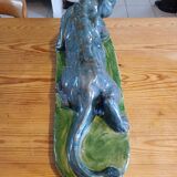 Blue and green Panther glazed ceramic