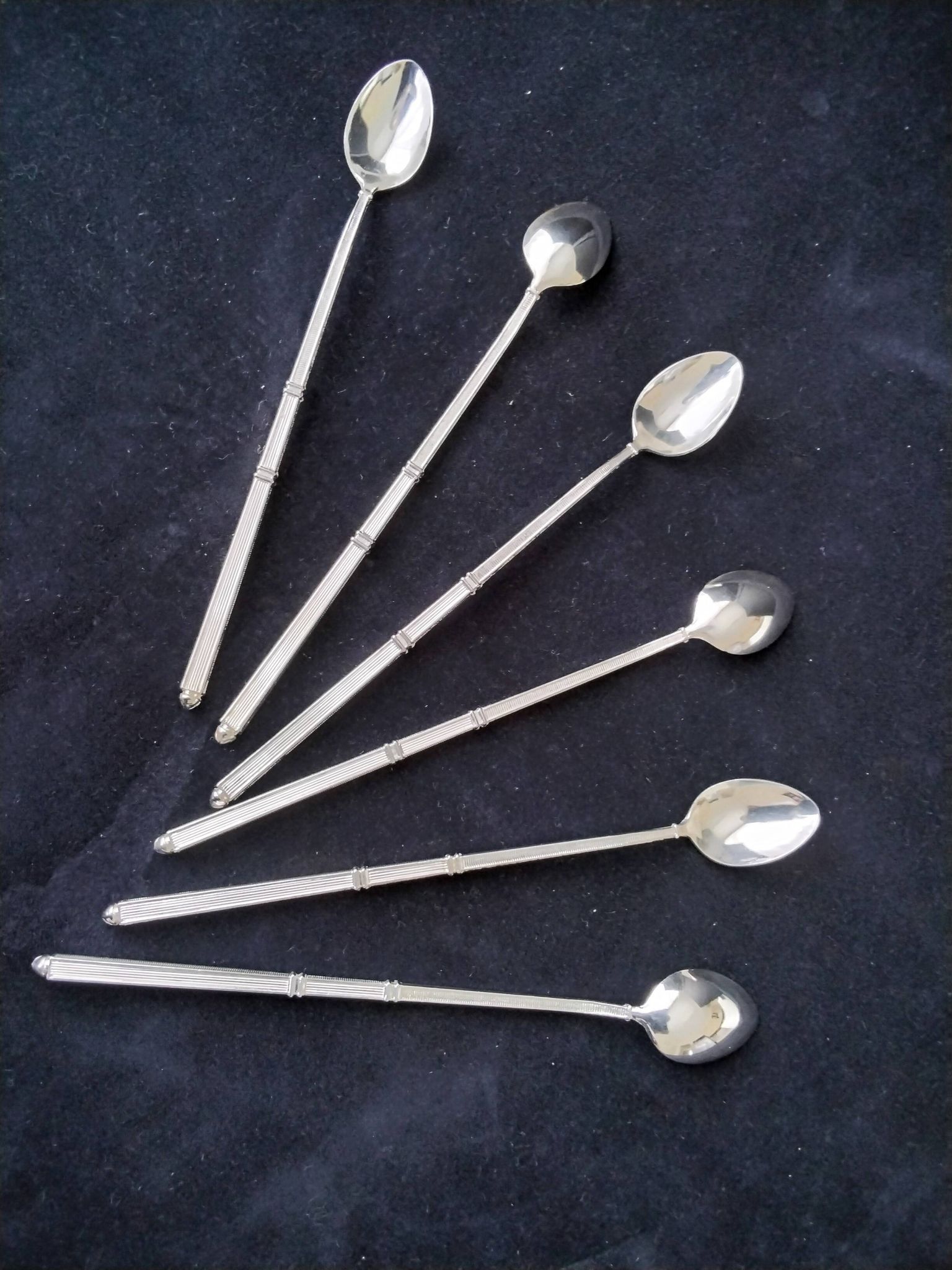 Box of 6 ice cream spoons, mazagran in silver metal "Russian style"