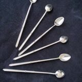 Box of 6 ice cream spoons, mazagran in silver metal "Russian style"