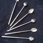 Box of 6 ice cream spoons, mazagran in silver metal "Russian style"