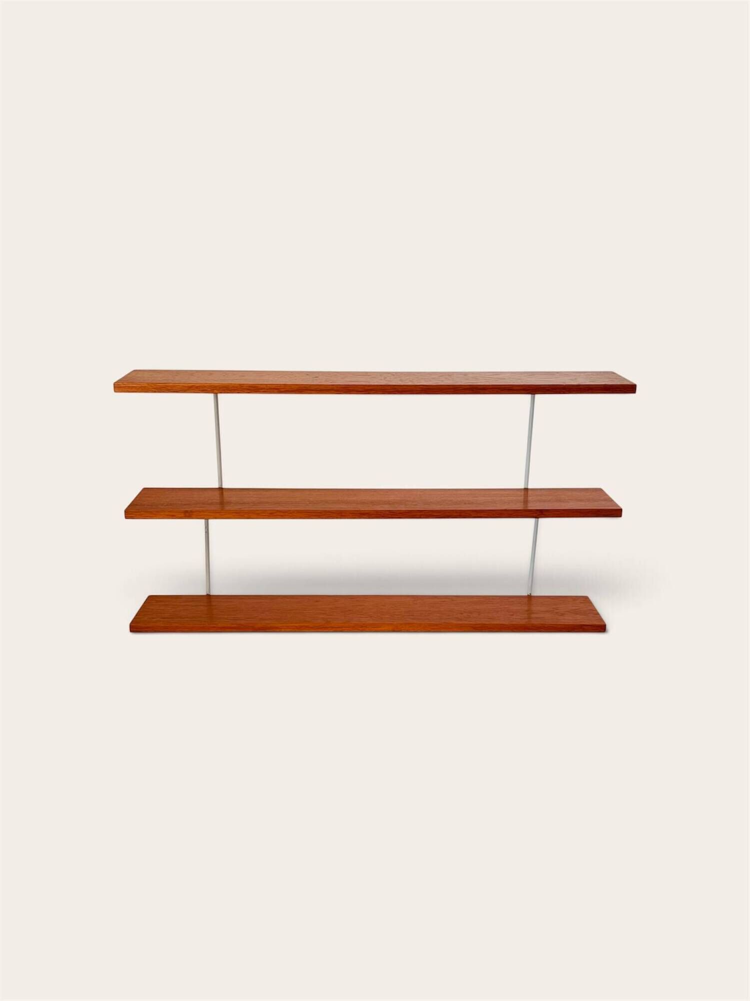 Three-tier bookshelf in teak veneer and metal, France 60s