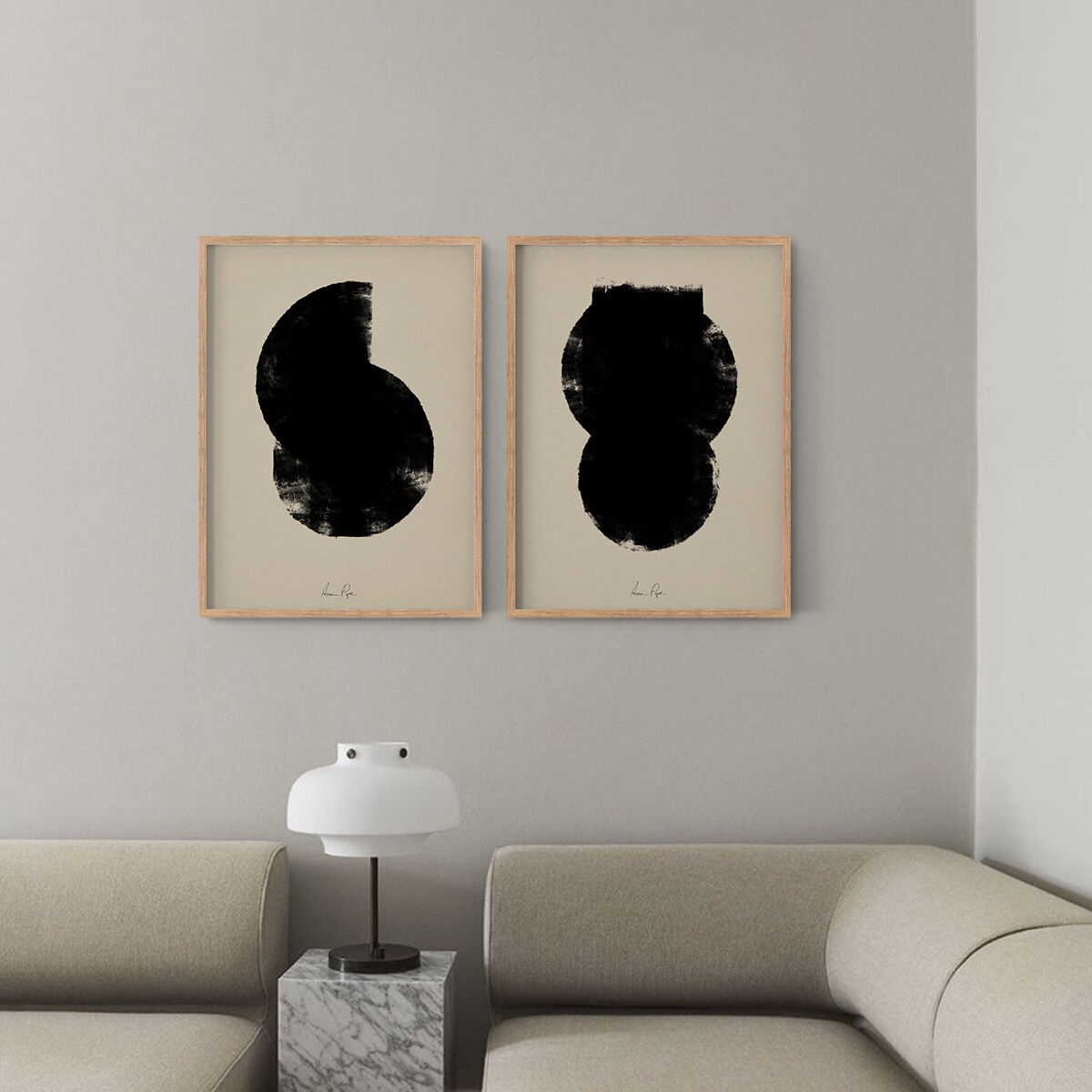 Ensemble encadré de deux impressions giclées abstraites, 50x70