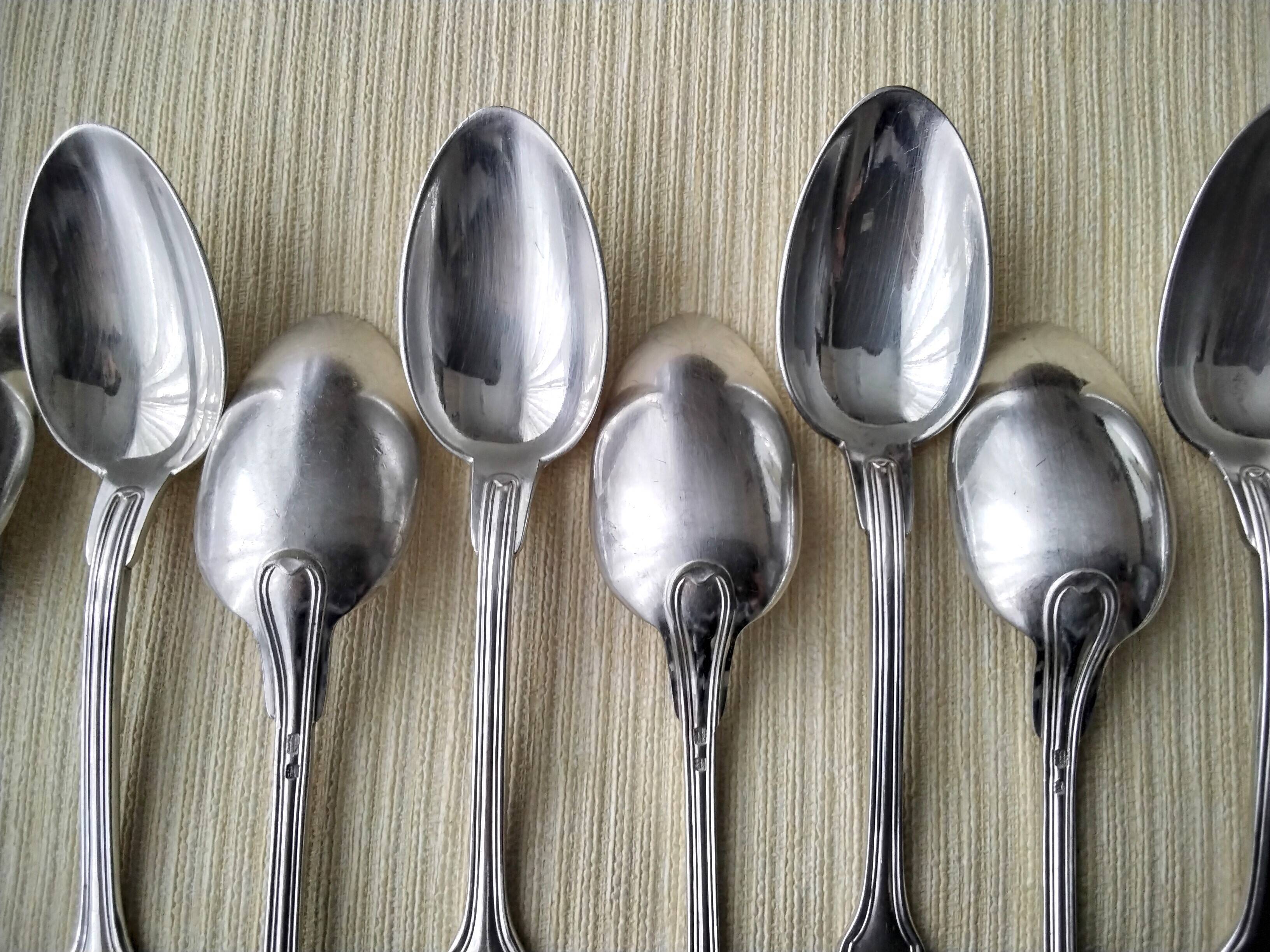 12 Coffee spoons in silver metal Net model
