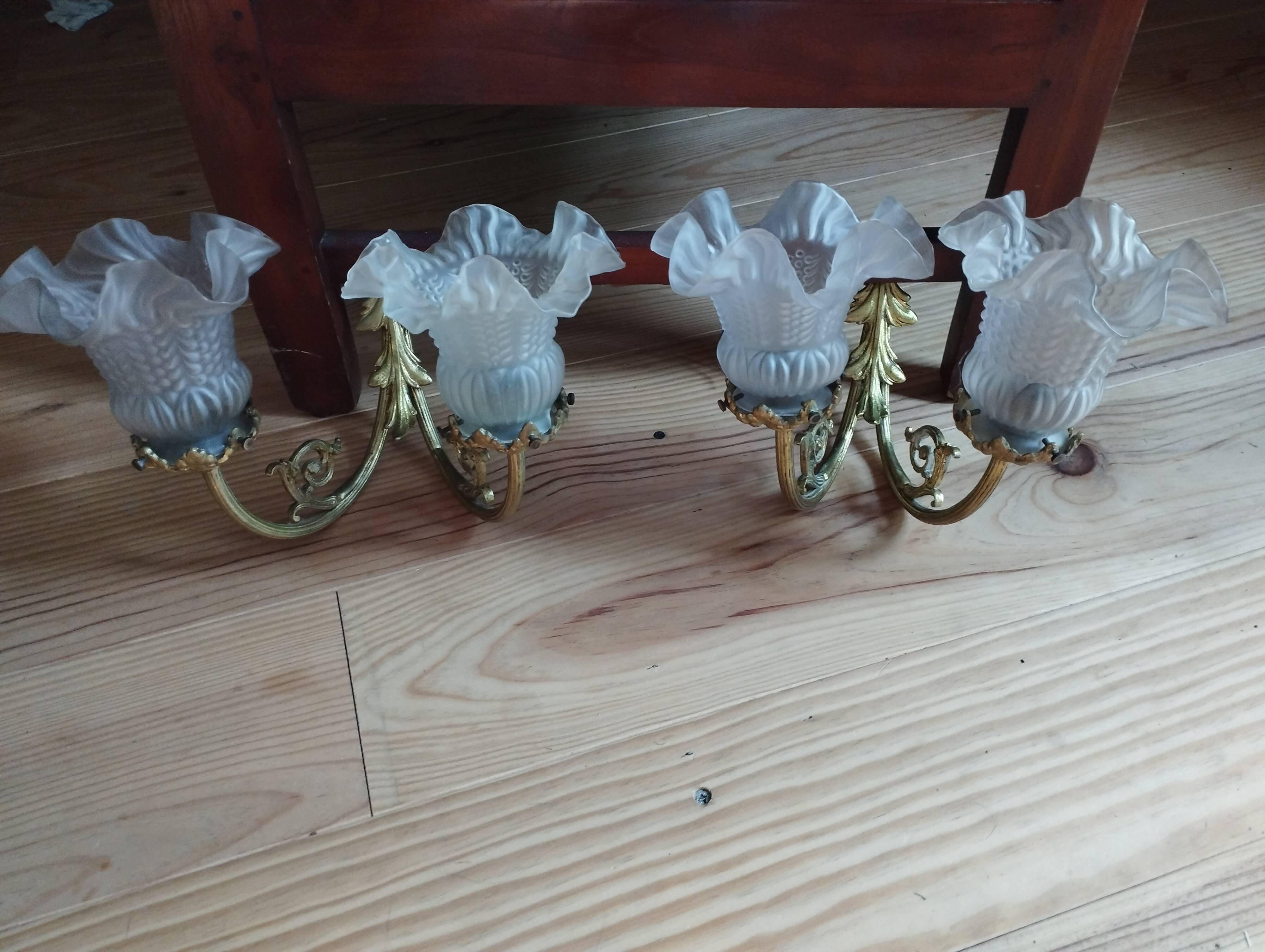 Pair of tulip wall lamps