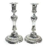 PAIR OF SILVERED BRONZE CANDLESTICKS