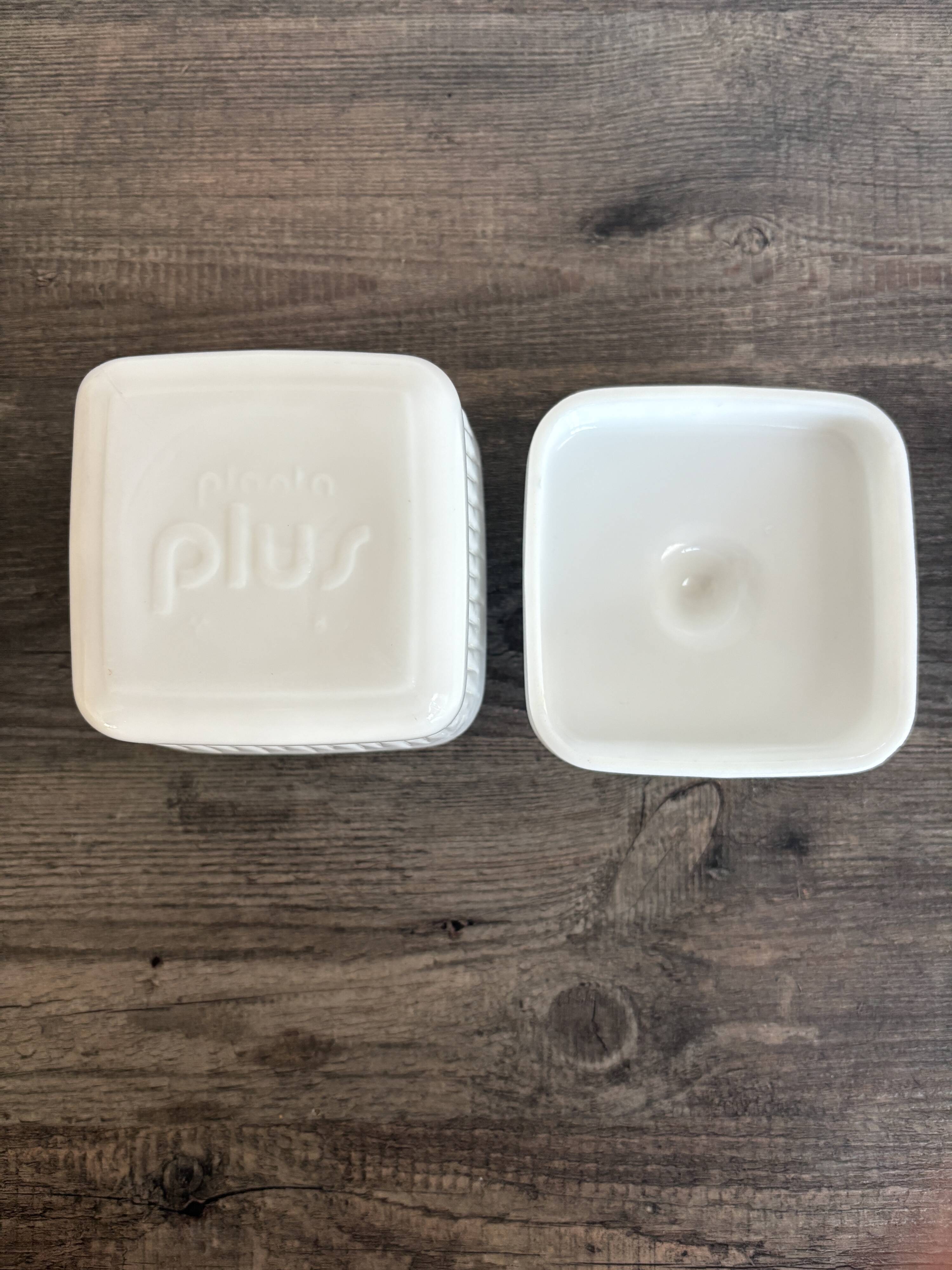 Vintage White Opaline Butter Dish 1970s