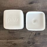 Vintage White Opaline Butter Dish 1970s