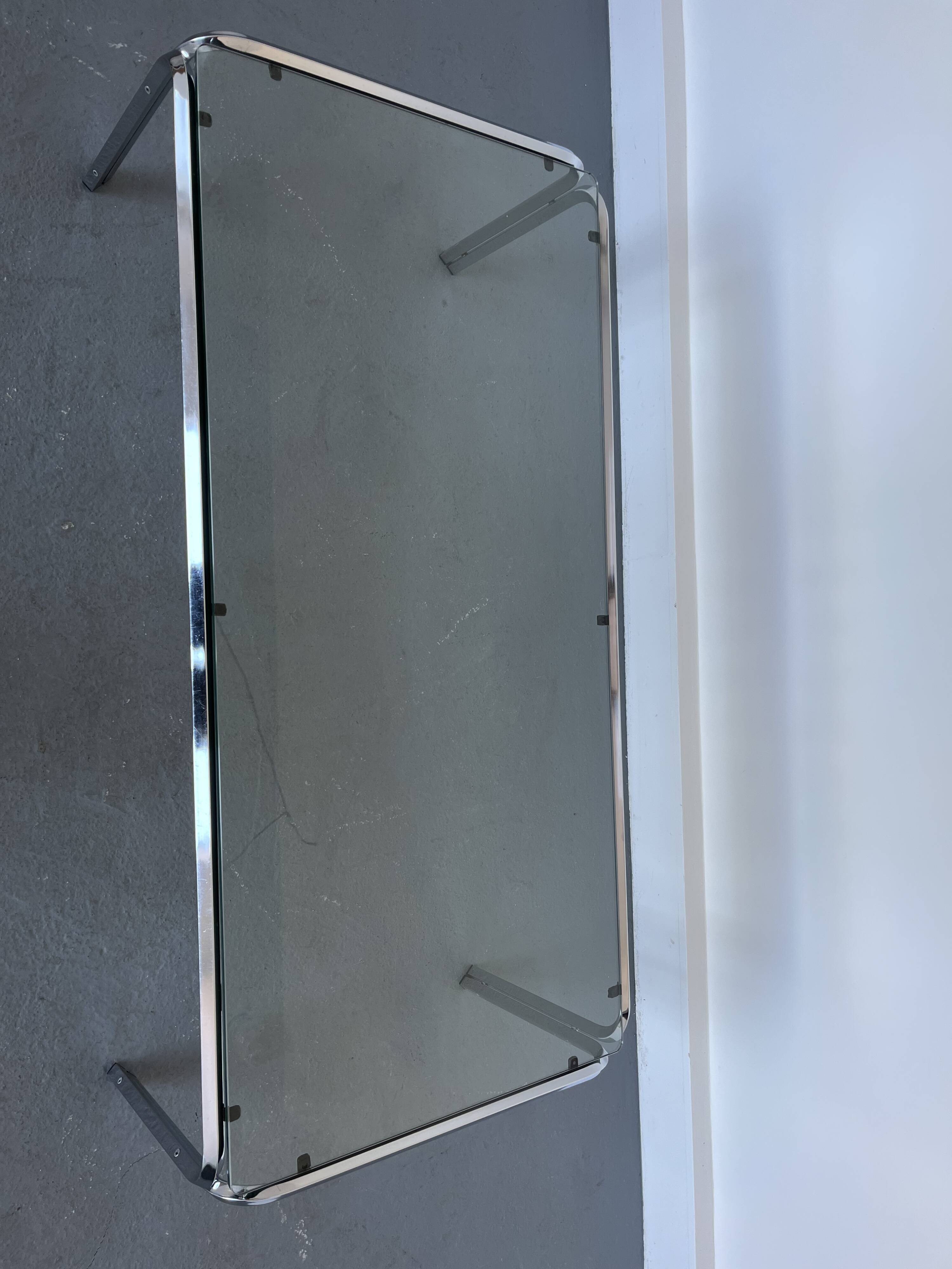 Vintage coffee table with  glass & chrome frame, 1970s