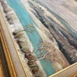HST painting "Snow at Clairvaux les lacs" (Jura) signed + frame