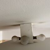 Modernist square sandblasted glass ceiling light topped with a vintage Art Deco mirror pyramid