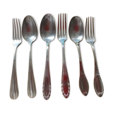 Set of six cutlery with silver metal entremets