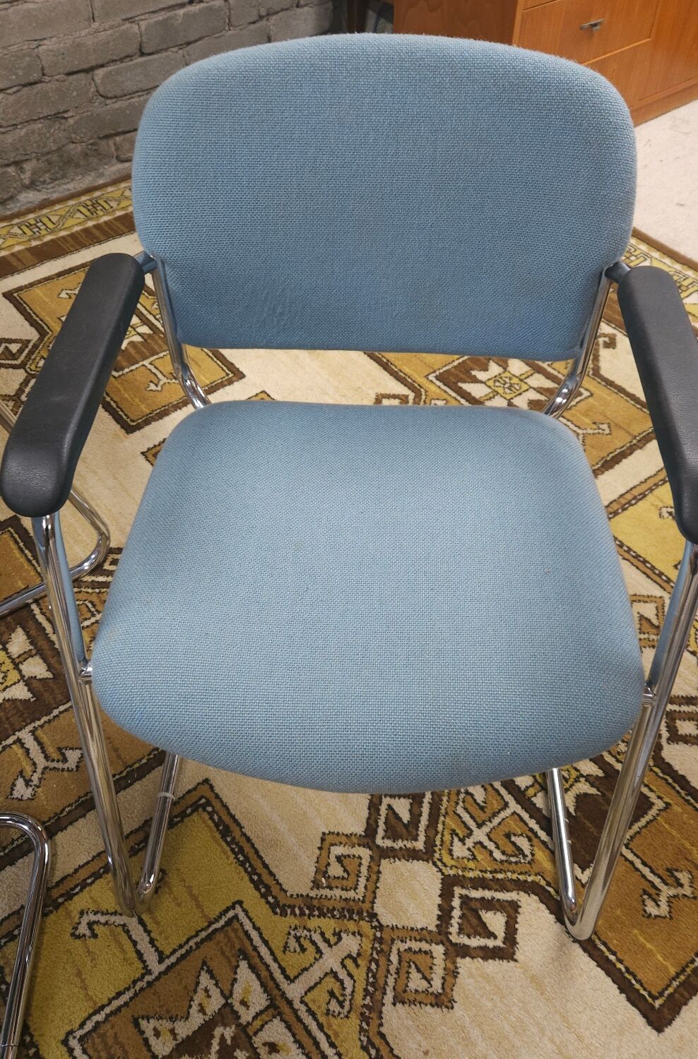 Set of 4 drabert armchairs with chrome legs, 1980