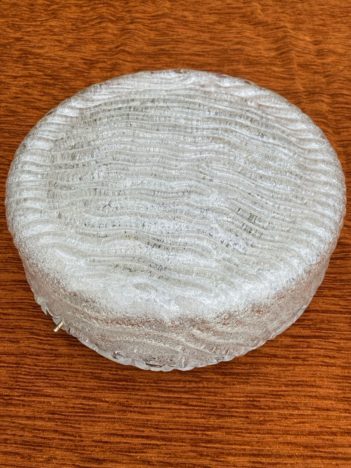 Vintage 1980s Round Molded Glass Ice Cube Wall Sconce