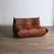 Canapé deux places Togo original Ligne Roset en cuir par Michel Ducaroy années 80