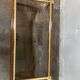 Gold metal coffee table with elm burl imitation.