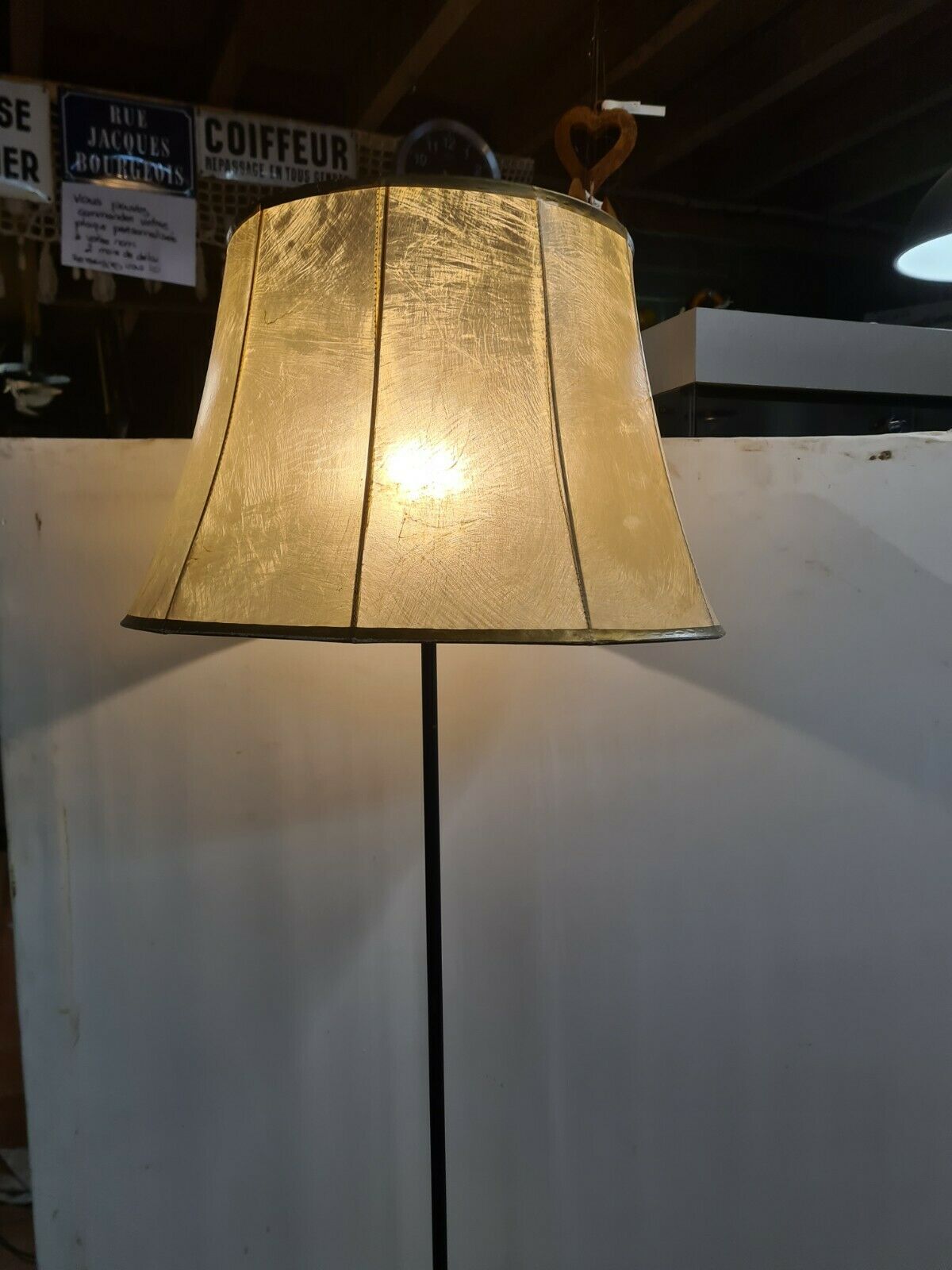 Vintage wrought iron and ceramic lamppost 1950