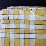 Vintage cotton tablecloth with yellow and white checks 1.40 x 1.90 m