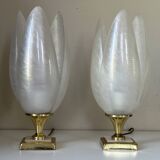 Paire de lampes nacrée style rougier design années 70