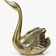 Vintage swan cache-pot/trinket dish in moulded gold-plated brass from the 1970s-80s.