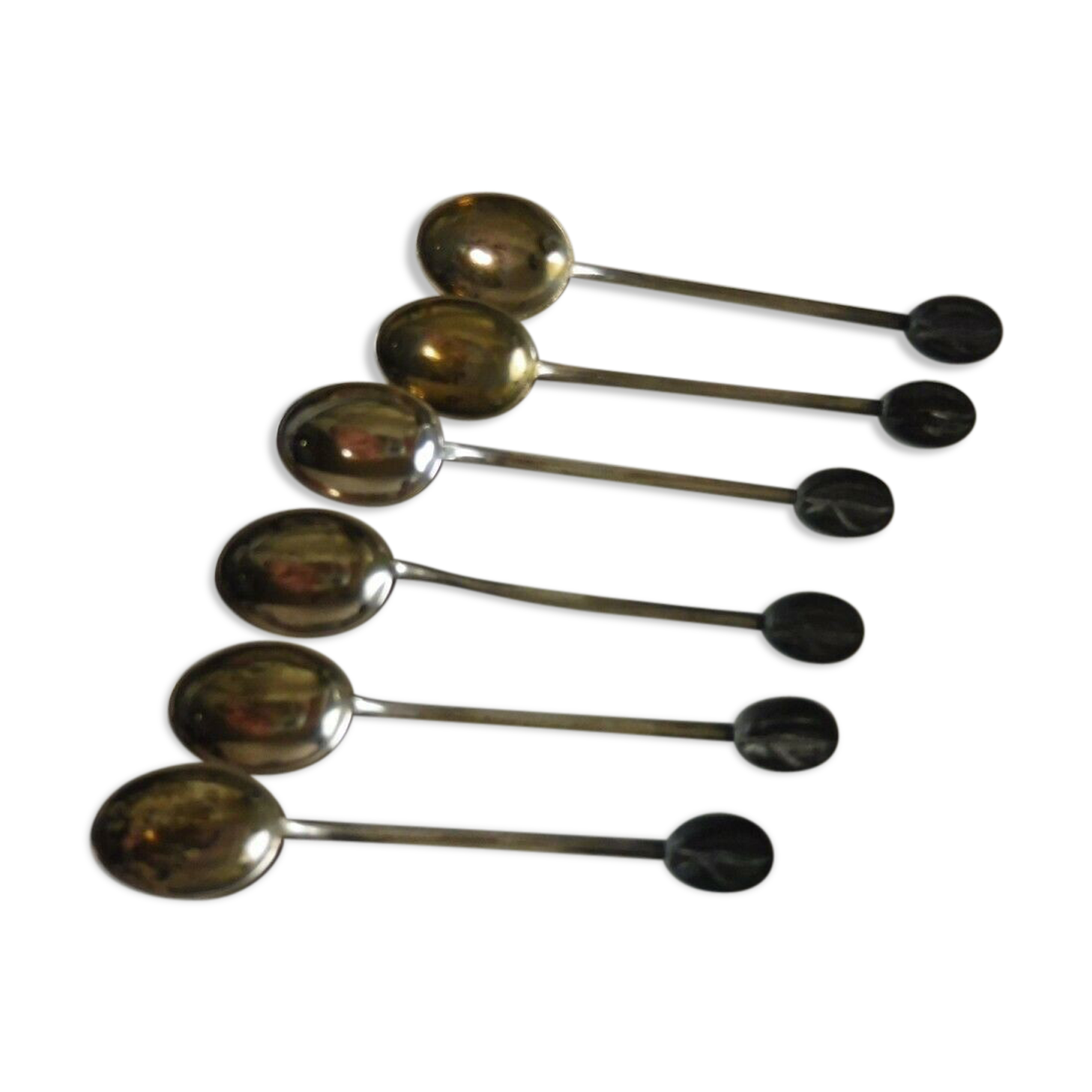 Lot of 6 old mocha spoons silver
