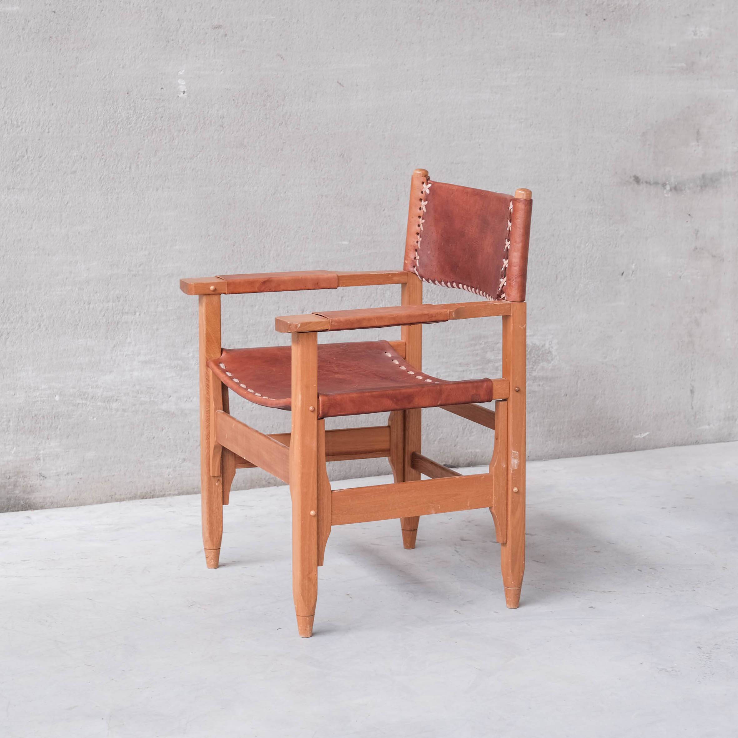 Pair of Mid-Century French Leather Armchairs