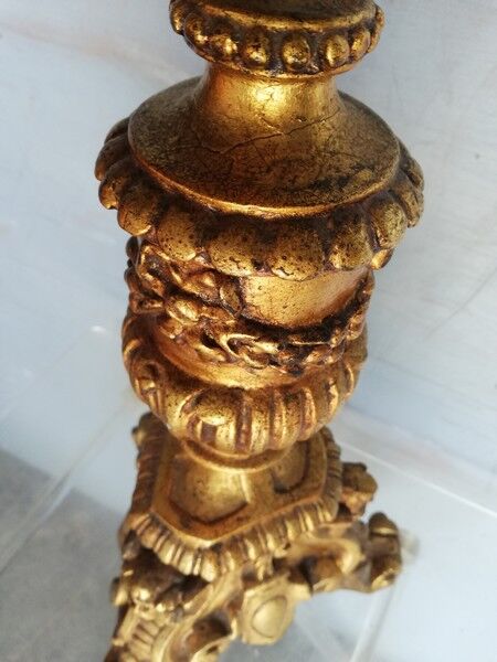 Wooden candlestick and gilded stucco from the beginning of the 20th century