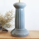 Column lamp base in gray earthenware