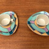 Postmodern Flash One Series coffee service, plates, cups, saucers by Dorothy Hafner for Rosenthal, 1980s, Set of 6