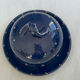 Vintage artisanal blue night ceramic butter dish in Alsatian style.