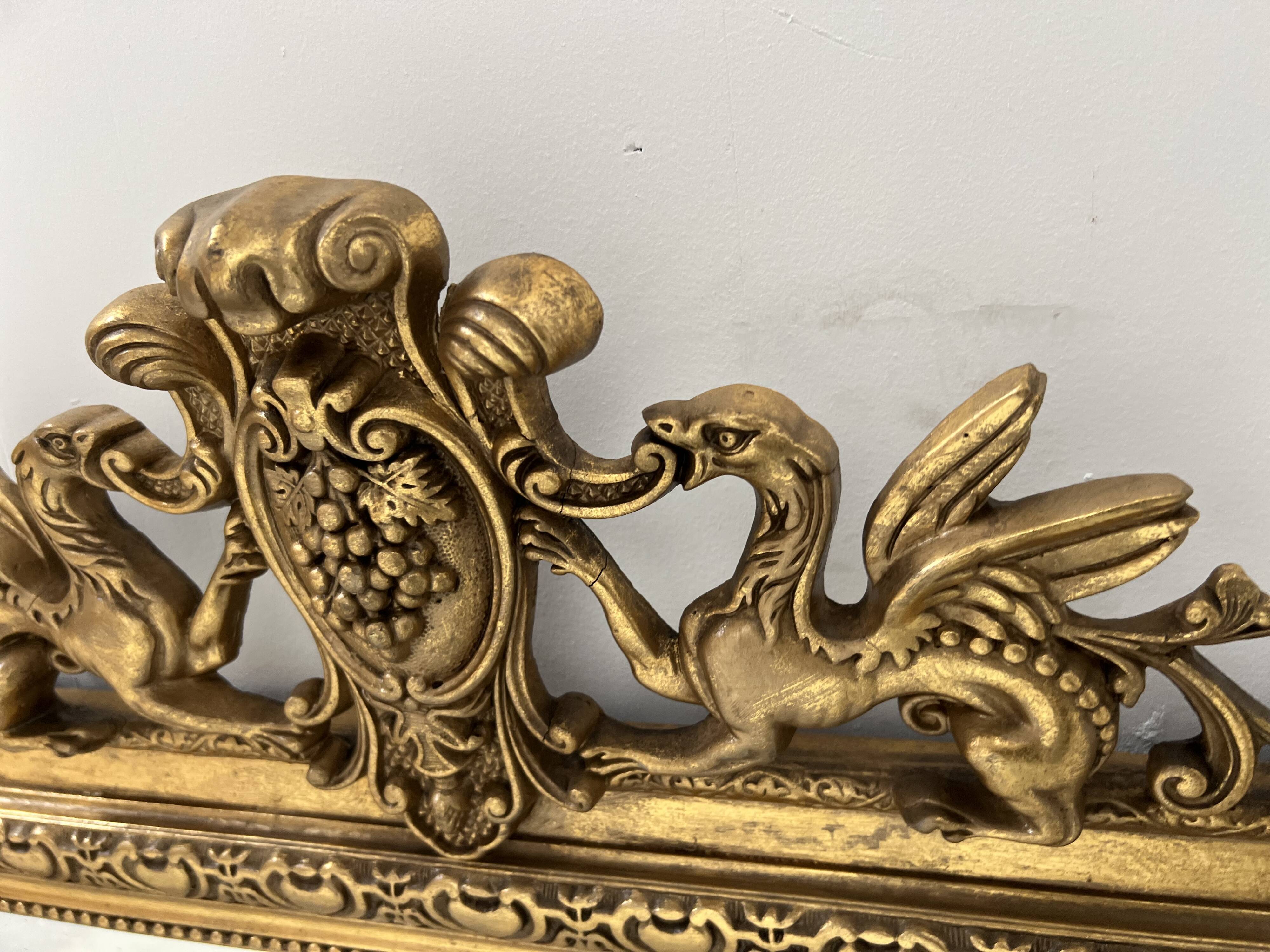 Louis XVI style mirror in wood and gilded stucco, 19th century