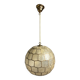 Midcentury mother of pearl Capiz shell & brass sphere large pendant, 1960s