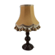 Rustic lamp with wooden foot and jute-style shade with 77cm fringed jute