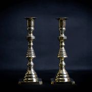 Pair of Victorian copper and brass candlesticks