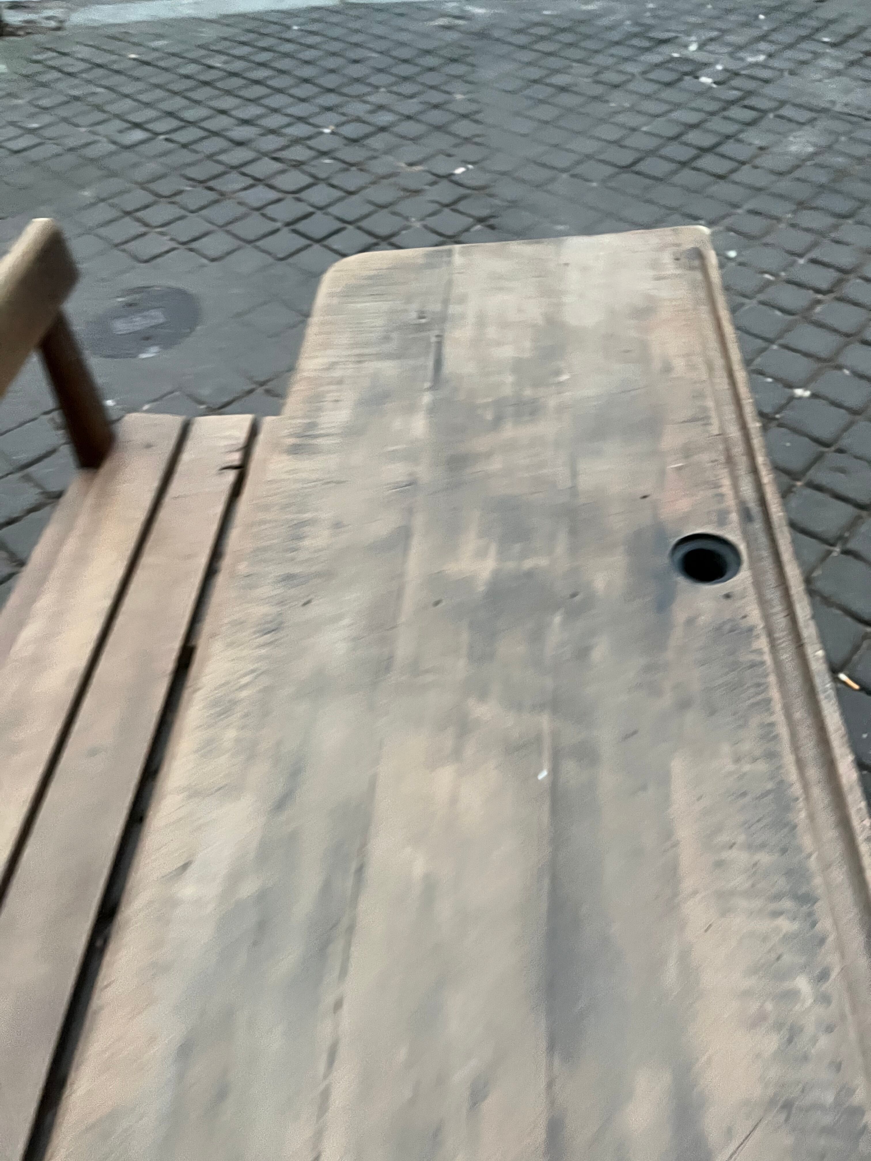 Old double school desk with built-in bench